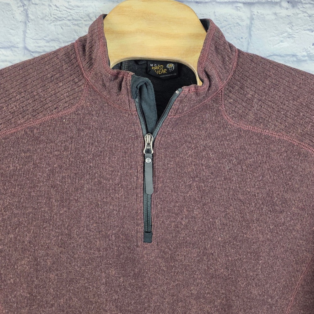 Mountain Hardwear Mens Wool Blend 1/4 Zip Pullover‎ Sweater Burgundy Size Large